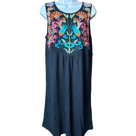 Sundance Womens SZ S Embroidered Floral Soft Linen Dress Boho Cozy Comfort - Picture 1 of 10